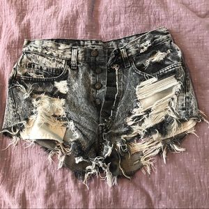 Vintage distressed denim shorts